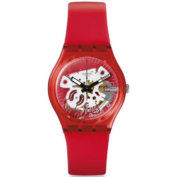 SWATCH Rosso Bianco GR178 Red Silicone Strap