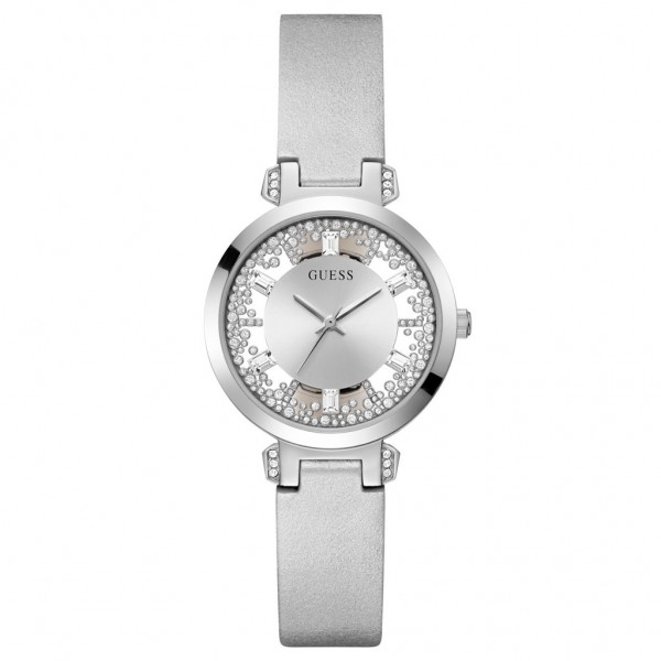 GUESS Crystal Clear GW0535L3 Crystals Silver Leather Strap