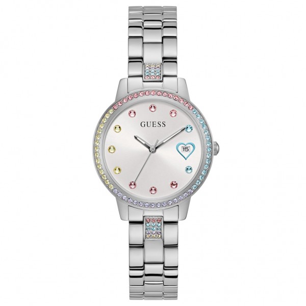 GUESS Three Of Hearts GW0657L1 Crystals Silver Stainless Steel Bracelet