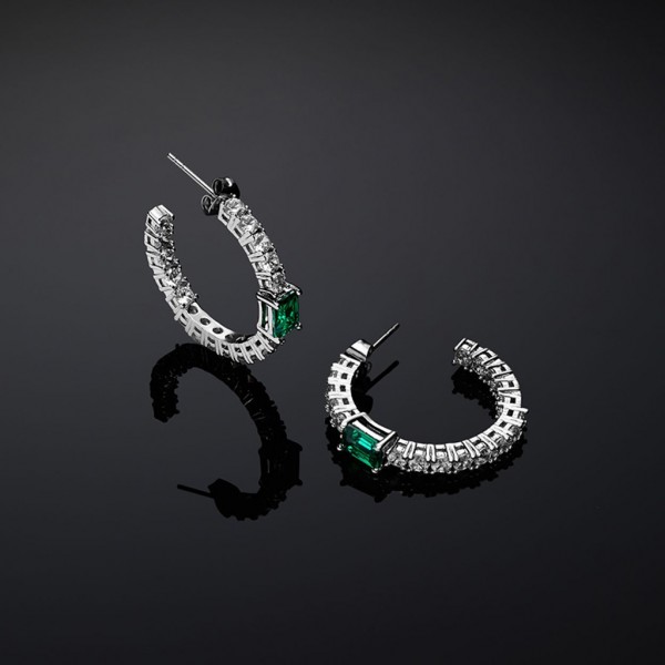 CHIARA FERRAGNI Earring Emerald Crystals | Silver Metal J19AWJ14