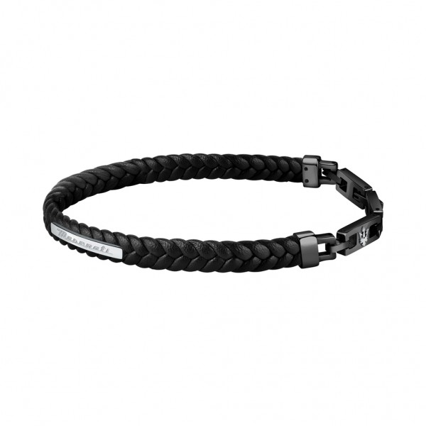 MASERATI Bracelet JM222AVE02 | Black Recycled Leather-Stainless Steel