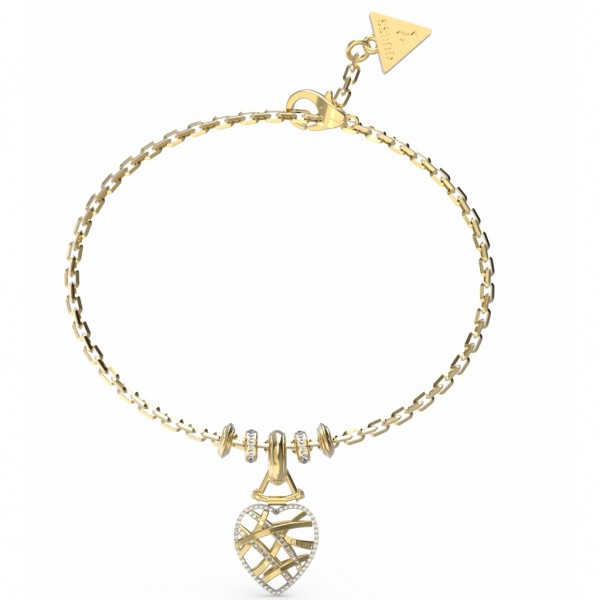 GUESS Bracelet Heart Cage Zircons | Gold Stainless Steel JUBB03100JWYGL