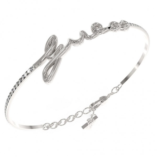GUESS Bracelet Say My Name Zircons | Silver Stainless Steel JUBB03311JWRHL