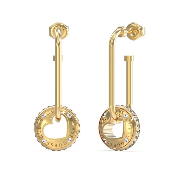 GUESS Earring Rolling Hearts Zircons | Gold Stainless Steel JUBE03345JWYGT/U