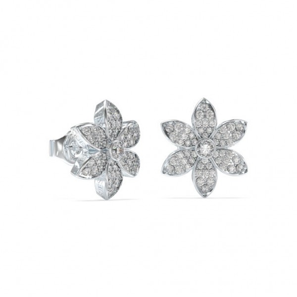 GUESS Earring White Lotus Zircons | Silver Stainless Steel JUBE04145JWRHT/U