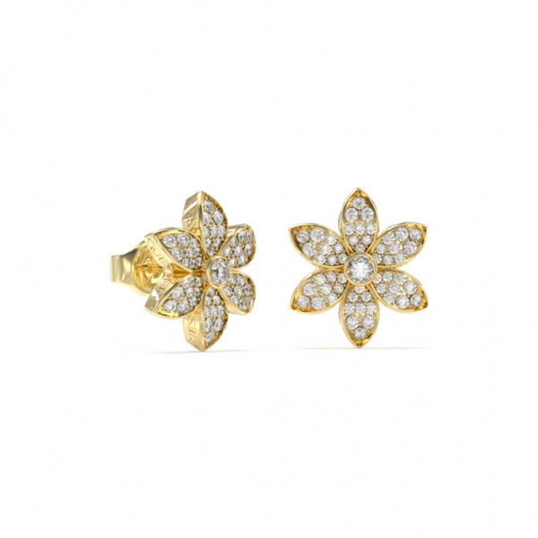 GUESS Earring White Lotus Zircons | Gold Stainless Steel JUBE04145JWYGT/U