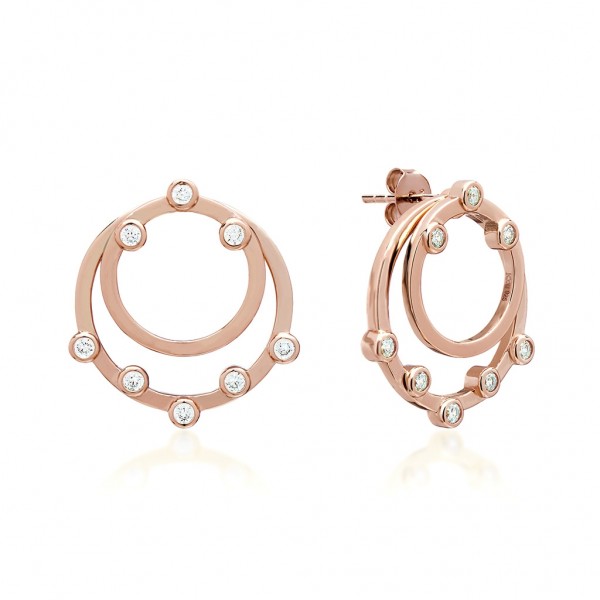 JCOU Round Minimal Earring Silver 925° Rose Gold Plated JW906R4-01