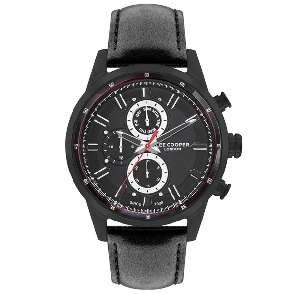 LEE COOPER Gents LC07855.651 Multifunction Black Leather Strap