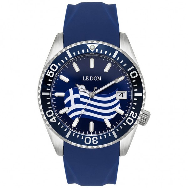 LE DOM Diver's LD.1490-8 Greek Limited Edition Blue Silicone Strap