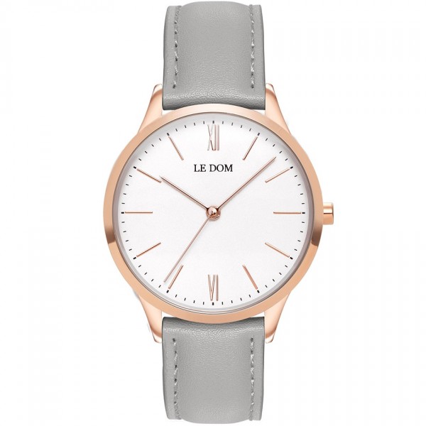 LE DOM Classic Lady LD.1000-18 Grey Leather Strap