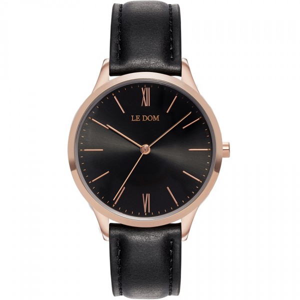 LE DOM Classic Lady LD.1000-9 Black Leather Strap