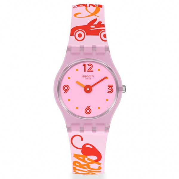 SWATCH Chillipassion LP164 Design Printed Pink Silicone Strap