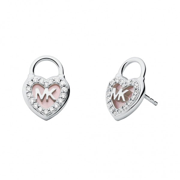 MICHAEL KORS Earring Premium Sterling Heart Lock Zircons | Silver Plated MKC1559A6040