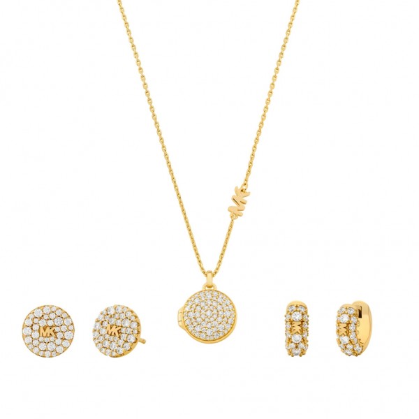 MICHAEL KORS Necklace Brilliance Zircons | Gold Plated 14K MKC1699SET Gift Set