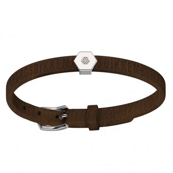 BIKKEMBERGS Bracelet | Diamonds Brown Leather Strap MU3W_LEA07