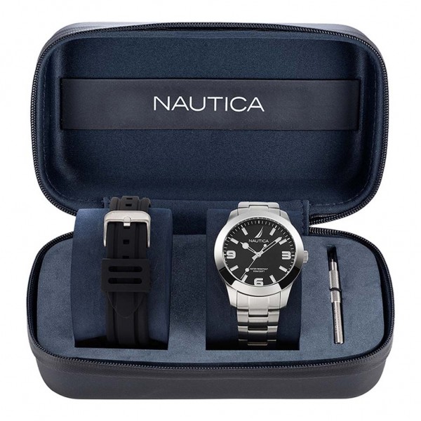 NAUTICA Pacific Beach NAPPBF205 Silver Stainless Steel Bracelet Box Set