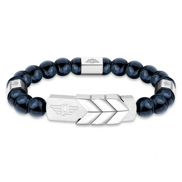 POLICE Bracelet Valorious Hawks Eye Beads | Silver Stainless Steel PEAGB2120333