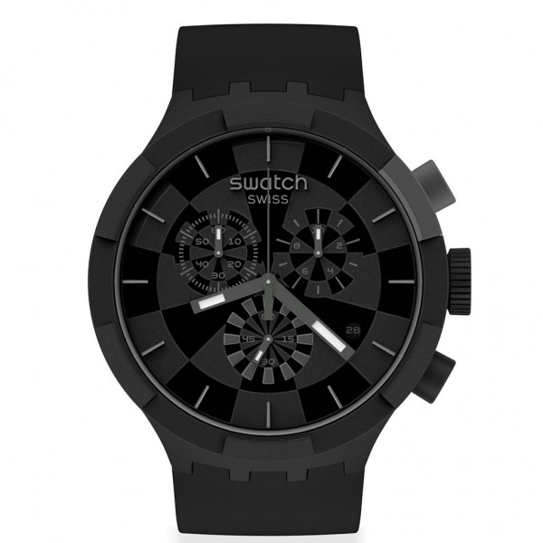 SWATCH Checkpoint Black SB02B400 Chronograph Two Tone Silicone Strap