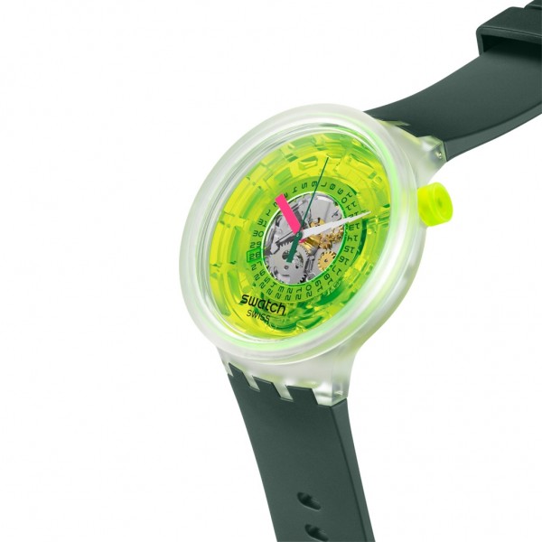 SWATCH Blinded By Neon SB05K400 Bioceramic Case - Green BioSourced Material Strap