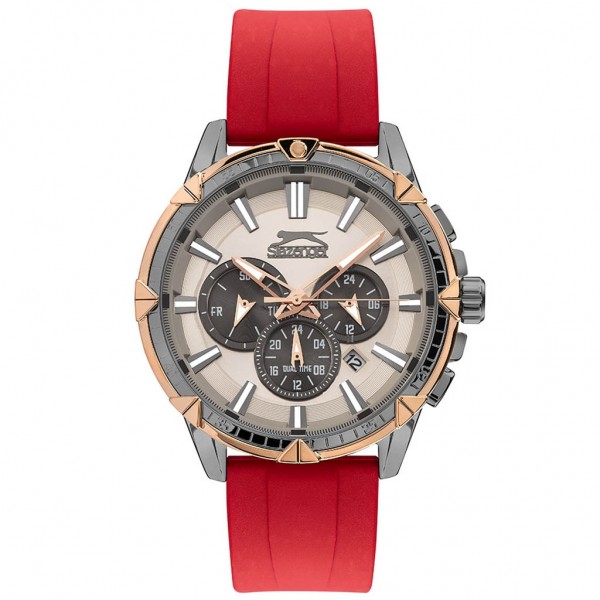 SLAZENGER Gents SL.09.2090.2.03 Dual Time Red Silicone Strap