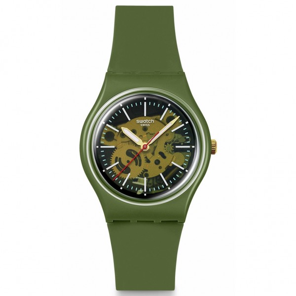SWATCH Thru The Greenery SO28G110 Bioceramic Case-Khaki BioSourced Material Strap