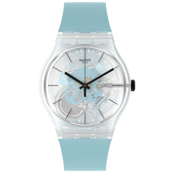 SWATCH Blue Daze SO29K105 Bioceramic Case-Light Blue Silicone Strap