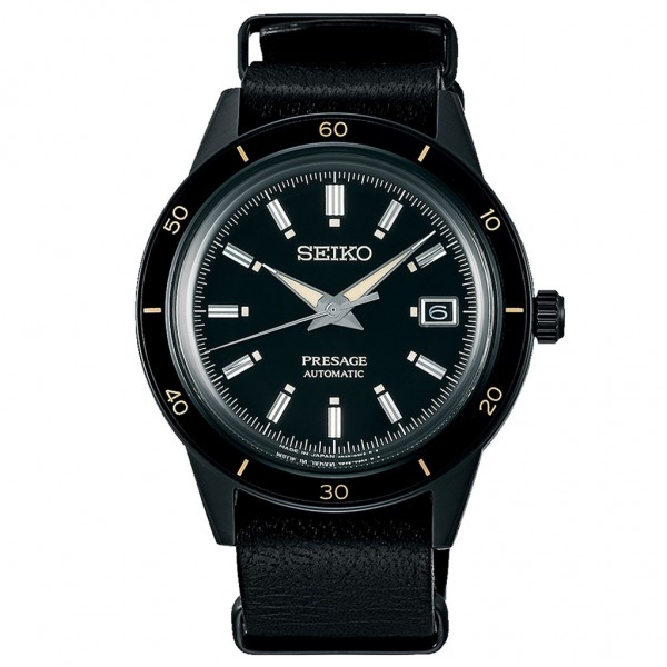 SEIKO Presage Style 60s 'Stealth' SRPH95J1 Automatic Black Leather Strap