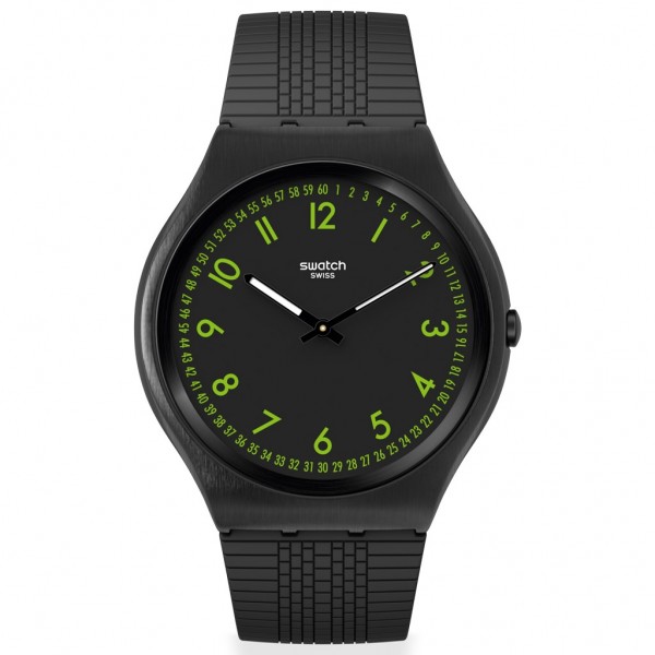 SWATCH Brushed Green SS07B108 Black Rubber Strap