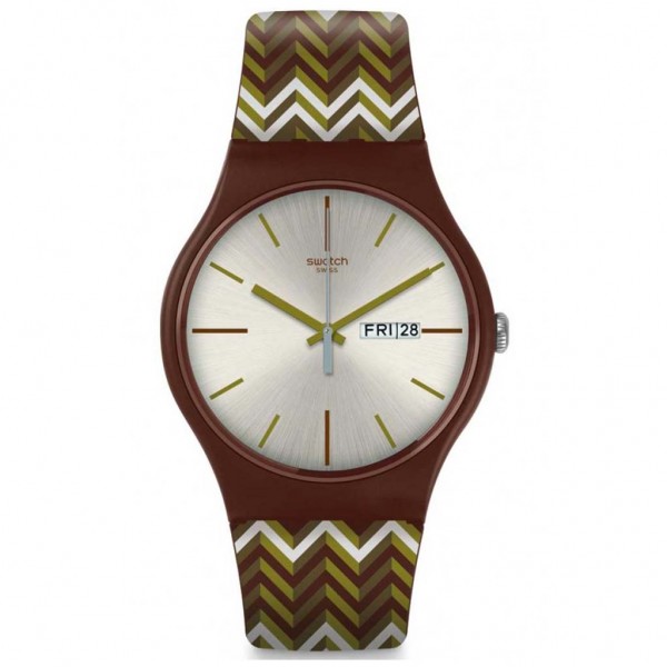 SWATCH Fischgrat SUOC705 Brown Silicone Strap