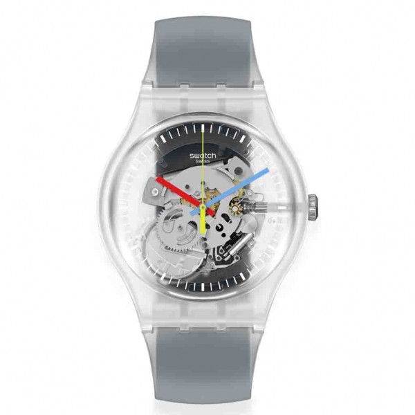 SWATCH Clearly Black Striped SUOK157 Black Silicone Strap