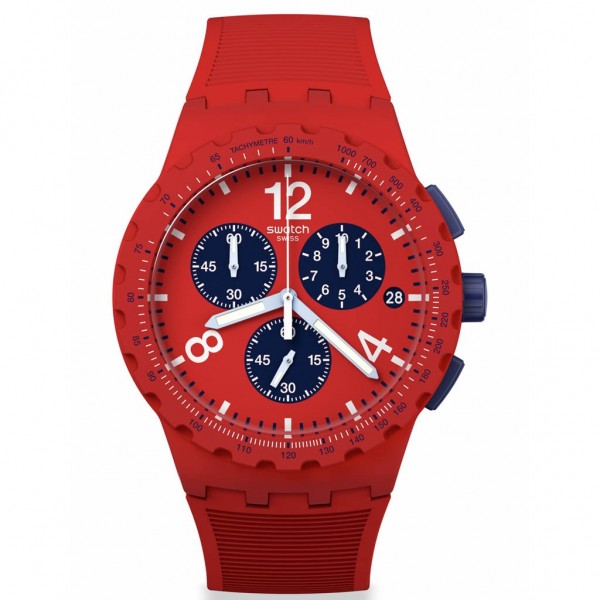SWATCH Primarily Red SUSR407 Chrono Red Rubber Strap