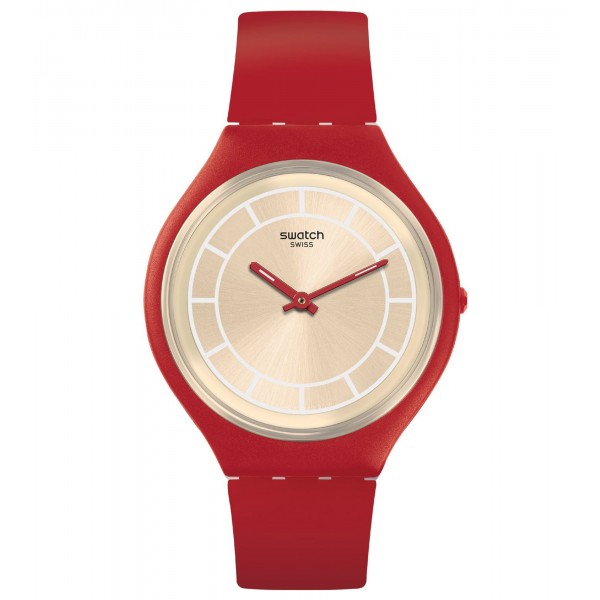 SWATCH Skinhot SVUR100 Red Leather Strap
