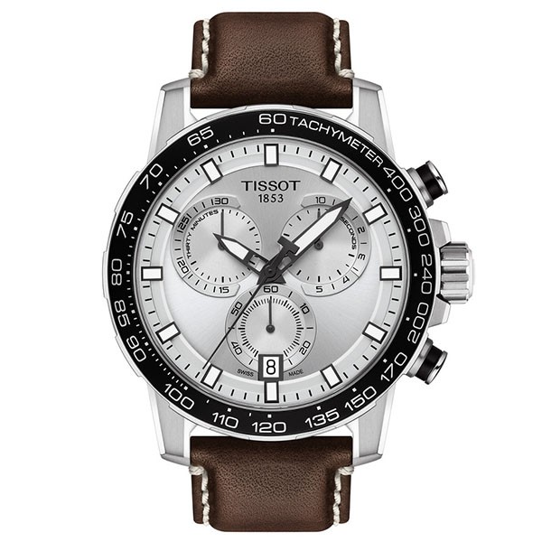 TISSOT T-Sport Supersport Chronograph Brown Leather Strap T1256171603100