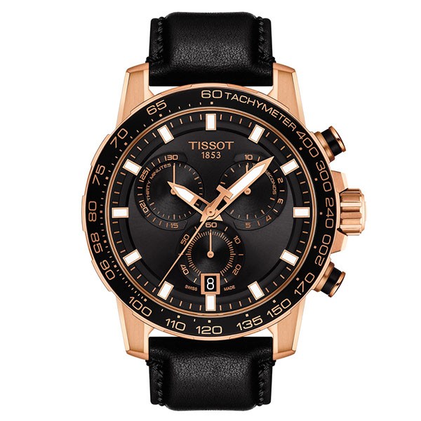 TISSOT T-Sport Supersport Chronograph Black Leather Strap T1256173605100