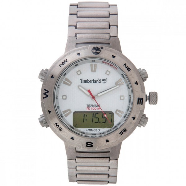 TIMBERLAND Dual Time Chrono T15002 Silver Stainless Steel Bracelet