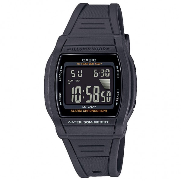 CASIO Collection W-201-1BVEG Black Rubber Strap Limited Edition