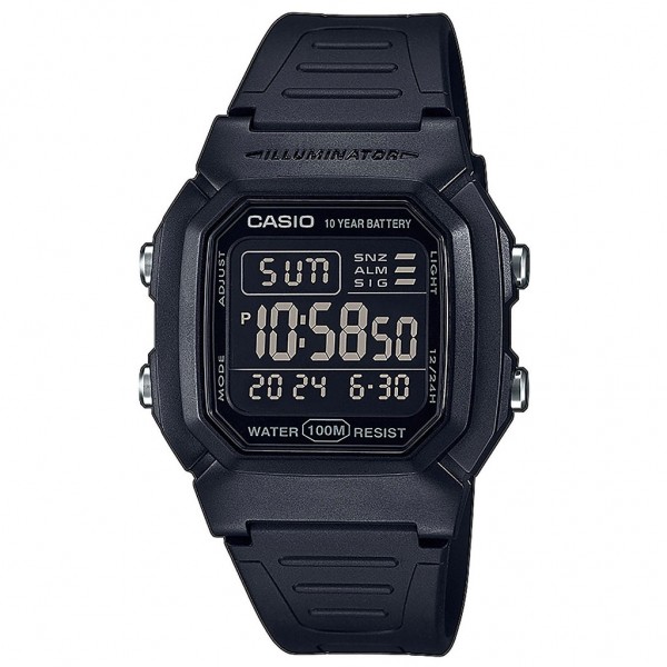 CASIO Collection W-800H-1BVES Black Rubber Strap