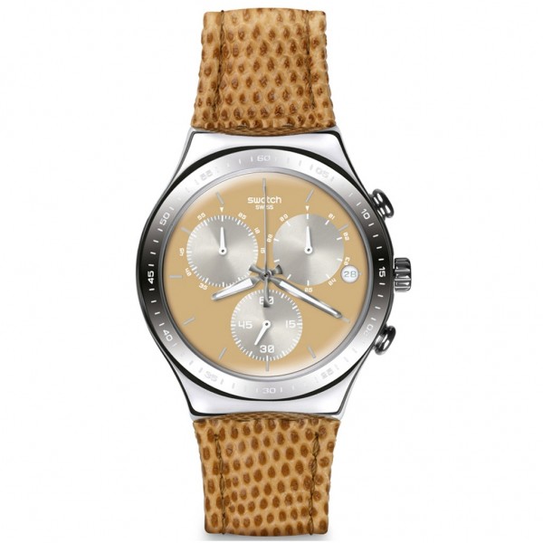 SWATCH Sand Dune YCS582 Chronograph Brown Leather Strap