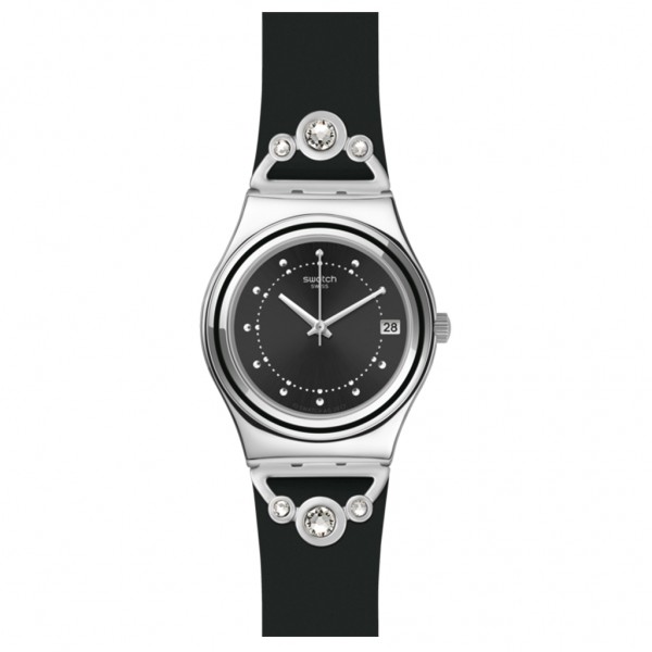 SWATCH Queen's Fashion YLS462 Crystals Black Rubber Strap