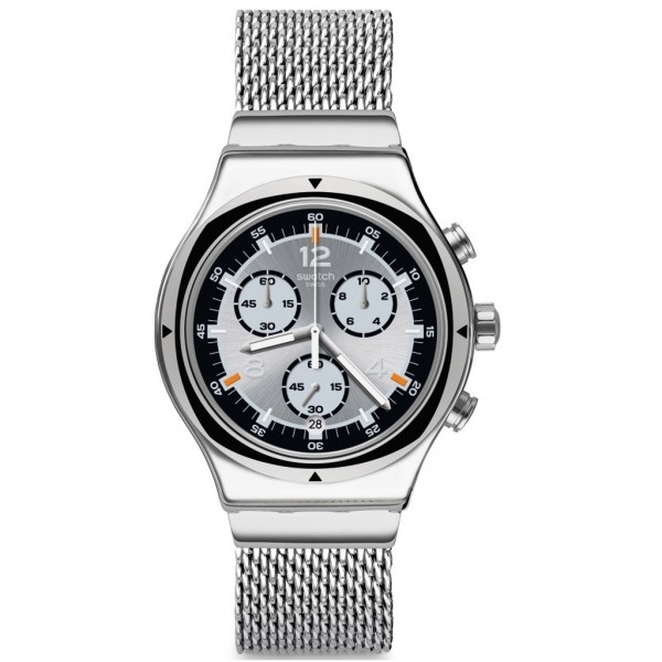 SWATCH TV Time YVS453MB Chrono Silver Stainless Steel Bracelet Small