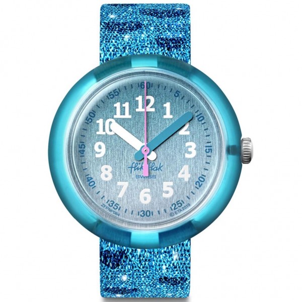 FLIK FLAK Turquoise Sparkle ZFPNP064 Blue Fabric Strap