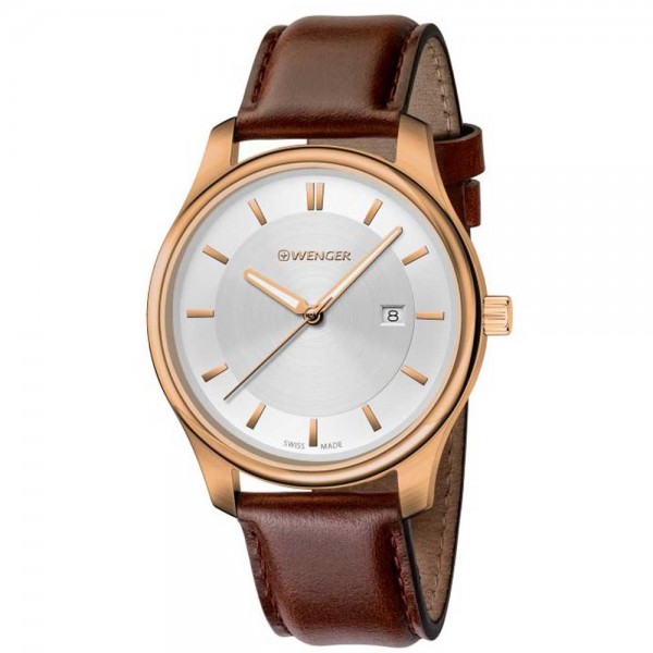 WENGER City Classic 01.1421.102 Brown Leather Strap
