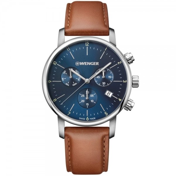 WENGER Urban Classic Chrono 01.1743.104 Brown Leather Strap