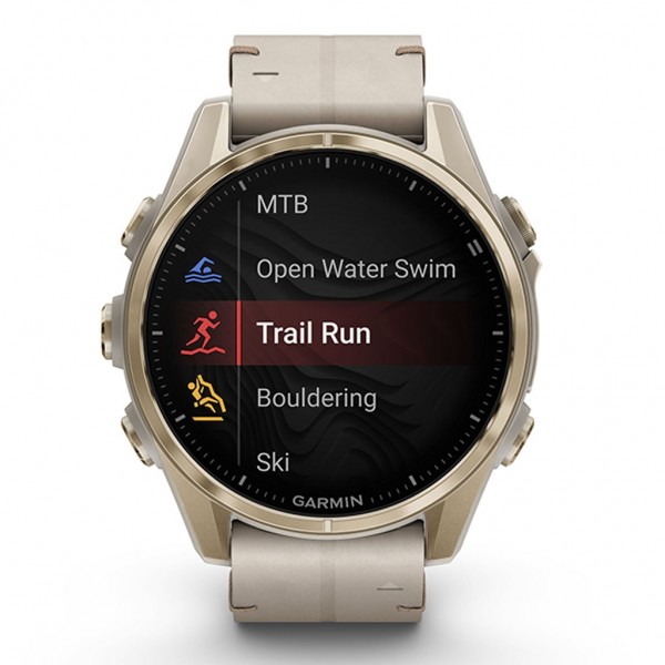 GARMIN Fenix 8 43mm Amoled Sapphire Soft Gold with Fog Gray Leather 010-02903-40