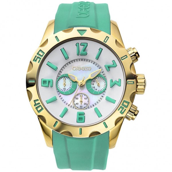 BREEZE California Dream 110051.4 Chronograph Green Rubber Strap