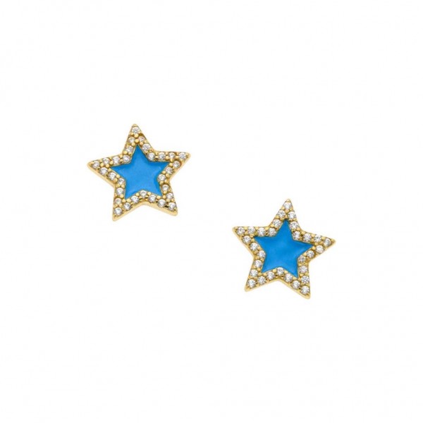 BREEZE Earring Zircons | Silver 925° Gold Plated 211007.1