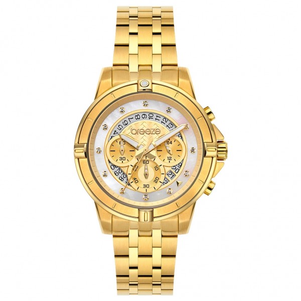 BREEZE Divinia 212311.1 Crystals Chrono Gold Stainless Steel Bracelet
