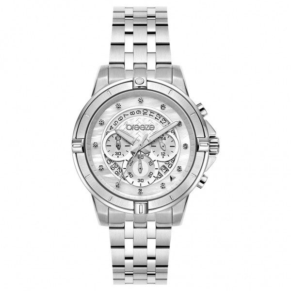 BREEZE Divinia 612311.1 Crystals Chrono Silver Stainless Steel Bracelet