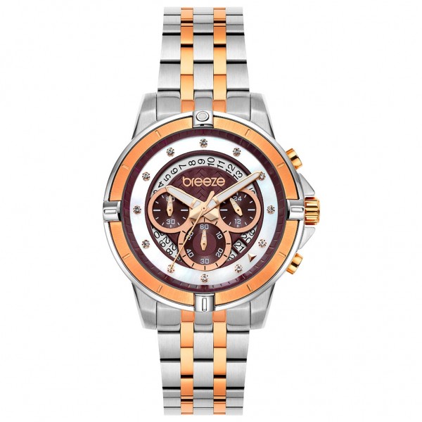 BREEZE Divinia 712311.5 Crystals Chrono Two Tone Stainless Steel Bracelet
