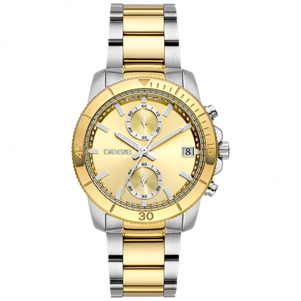 BREEZE Sparkly 712391.2 Crystals Chrono Two Tone Stainless Steel Bracelet